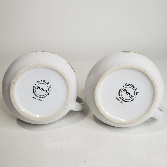 2 Vintage Dat'l Do It, Inc. Ceramic Recipe Soup Mugs Bowls Chicken and Tomato - Picture 6 of 10